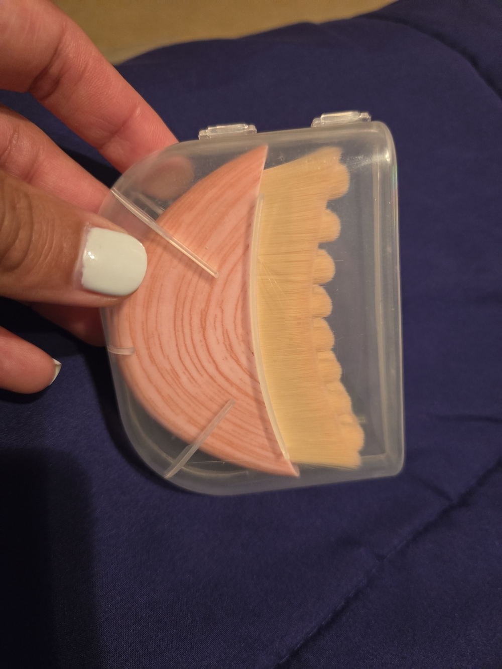Peach Crescent Eye & Brow Brush Set with Clear Travel Case